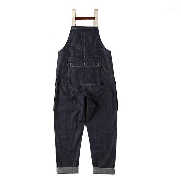 

men's pants army naval dungaree vintage style 12oz denim men overalls loose fit, Black