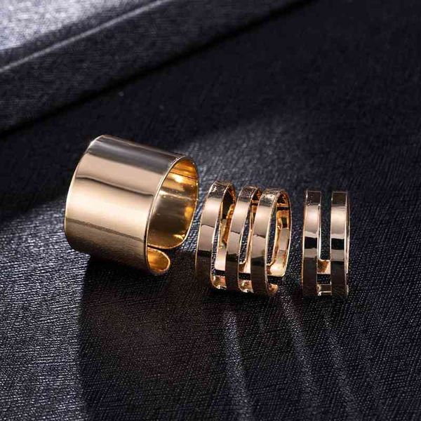 

band 3 pcs punk gold female anillos stack plain band midi mid finger knuckle rings set for women anel rock jewelry, Silver