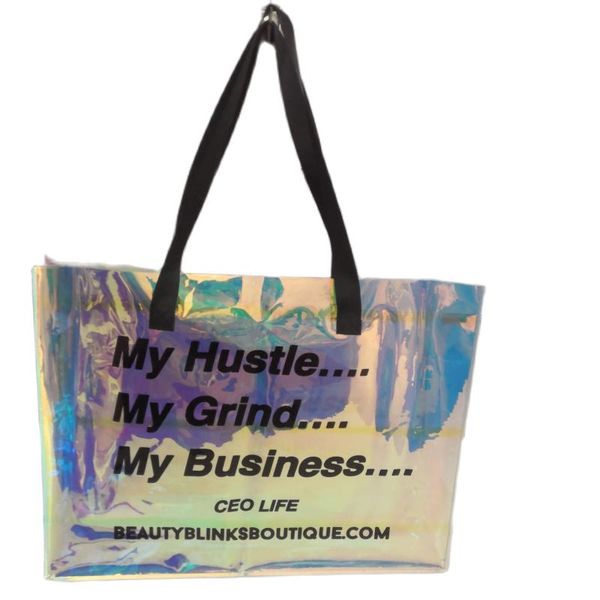

gift wrap wholesale 500pcs/lot fashion shiny transparent pvc holographic bag with custom logo lady travel makeup tote pouch