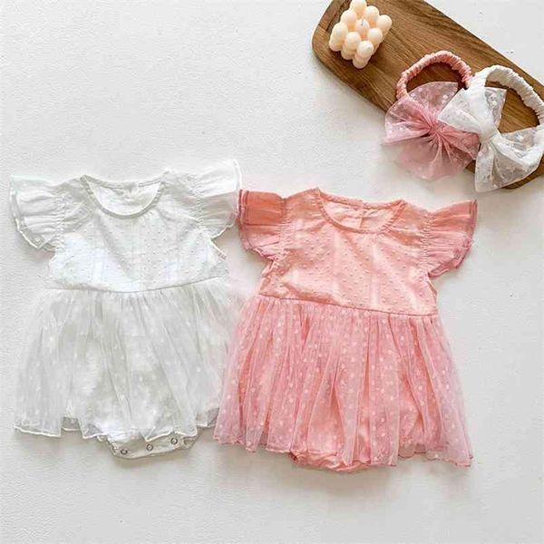 

baby girl short sleeve rompers kids jumpsuit pure color born clothes 210521, Blue