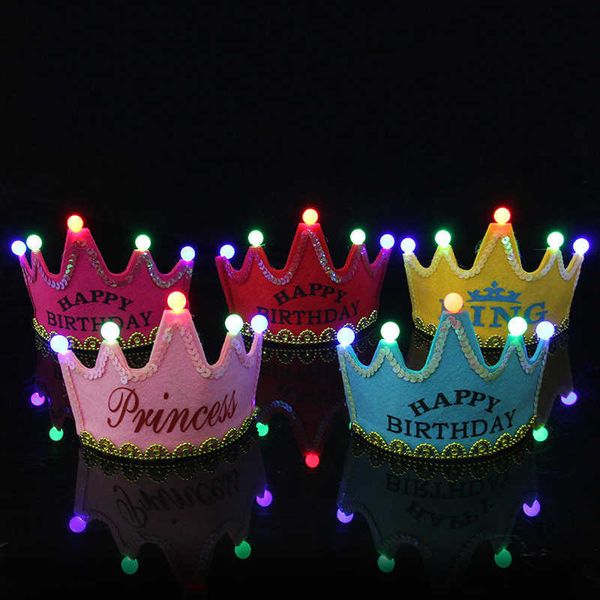 

headband decoration crown happy hat king red led light party girl boy birthday er