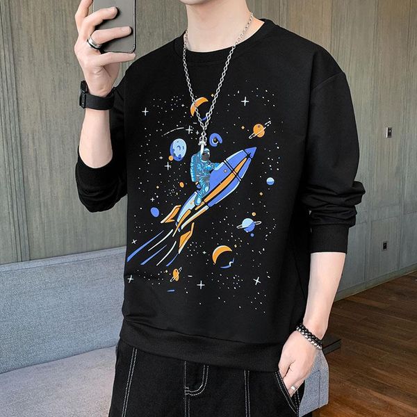 

men's hoodies & sweatshirts long sleeve o-neck sweatshirt 2021 spring autumn streetwear slim pullovers homme harajuku cloth 3xl big si, Black