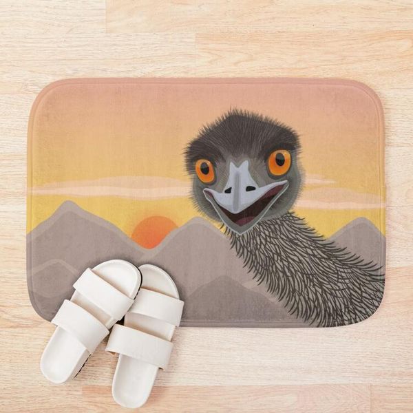 

bath mats emu admires a sunset in the mountains mat custom one direction doormat home decor door floor foot pad
