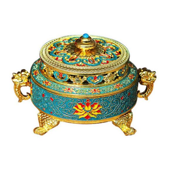 

incense holders burner tibetan style painted enamel zinc alloy coil holder home office decoration gift fragrance lamps