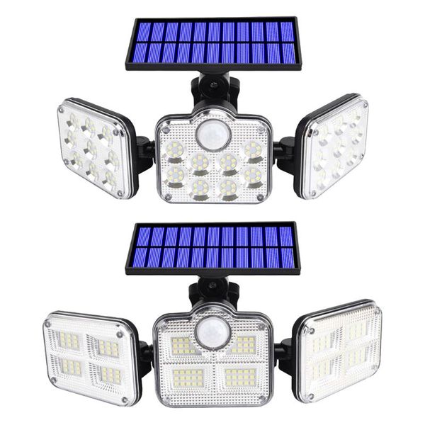 

outdoor lighting 145/122 led solar lamps 3 head motion sensor illumination super bright waterproof yard garden wall lamp
