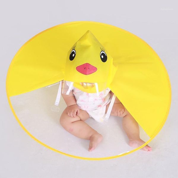 

raincoat cartoon duck kids rain coat ufo children umbrella hat magical hands boys and girls windproof poncho baby caps & hats1, Yellow