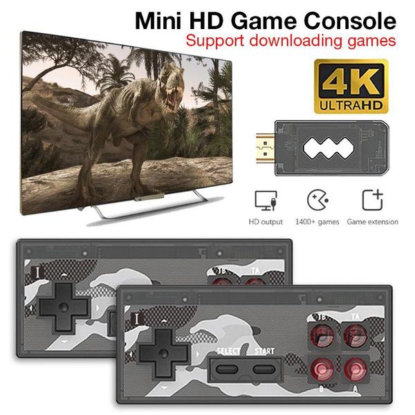 

built in 1400 mini retro wireless controller output dual players portable game