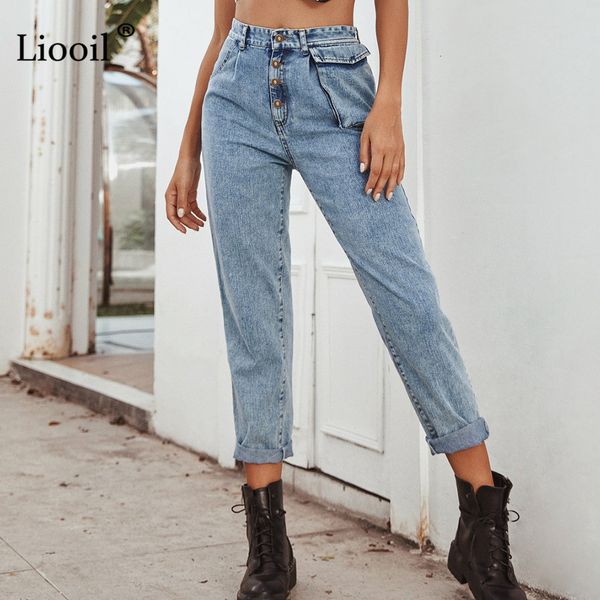 

jeans casual straight leg women full length mid waist with pockets button up ladies blue jeans washed denim pants u3qa