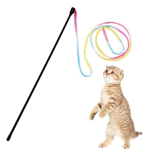

pet kitten dog teaser colorful rod funny wand plastic stick interactive wire toy cats supplies cat toys
