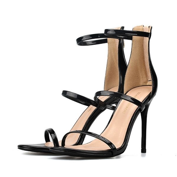 

sandals comfort summer fashion women's open toe genuine sheepskin leather gladiator office thin high heels shoes j0030 mfod, Black