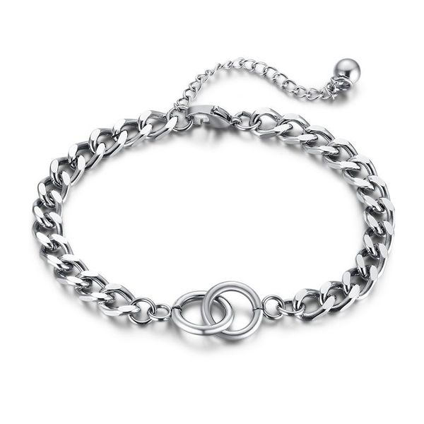 

bangle 2021 stainless steel double ring accessories chain bracelet color female titanium jewelry for women and men armband, Black
