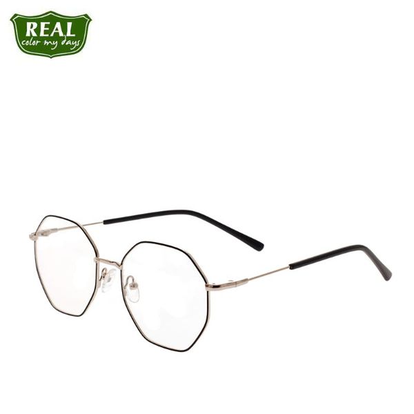 

fashion sunglasses frames fashionable metallic solid frame polygonal optical glasses man woman students stainless steel prescription myopia, Black
