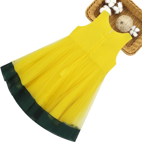 

girl summer dress bow dress for girl sleeveless children mesh dresses teenage girls clothing 6 8 10 12 14, Red;yellow