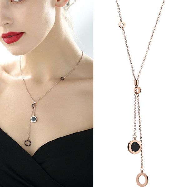 

pendant necklaces titanium steel roman numeral necklace for women 2021 jewelry korean fashion simple personality accessories sy0367, Silver