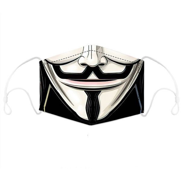 

black white mouth and beard printing dust protection 3d washable cotton mask