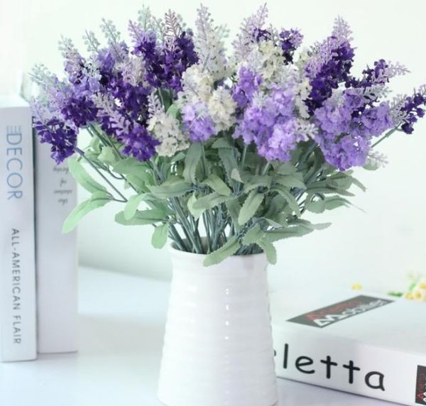 2021 Silk Lavender Bunch (5 stems / peça) 10 pcs Lavenders Bush Bouquet Simulação Flor Artificial Lilac Casamento Branco / Casa