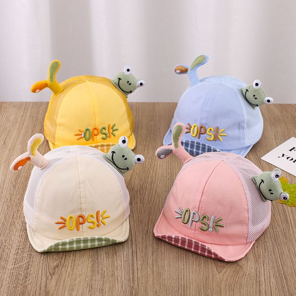 

summer boys and girls soft brim cap children's cute frog mesh baseball sunscreen, Blue;gray
