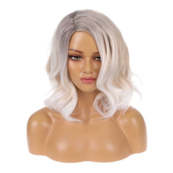 

hair curly wavy wigs middle part ombre natural looking long thick wig for women heat resistant fiber synthetic daily use, Black