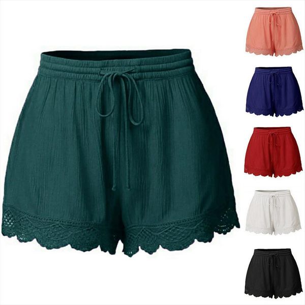 

summer fashion lace plus size women short rope tie sport leggings large trousers, White;black