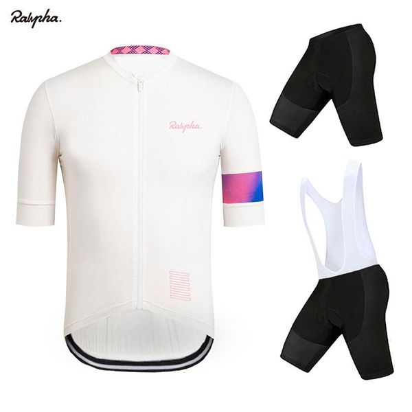 

racing sets raphafu 2021 road bike cycling clothes raphaful men short sleeve jersey set smith mtb pro team uniform summer ropa ciclismo, Black;blue