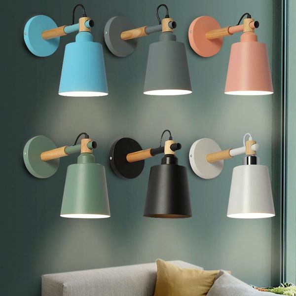 

loft crystal wall lights nordic decoration home blue light wood led living room bedroom aisle lampara pared lamp