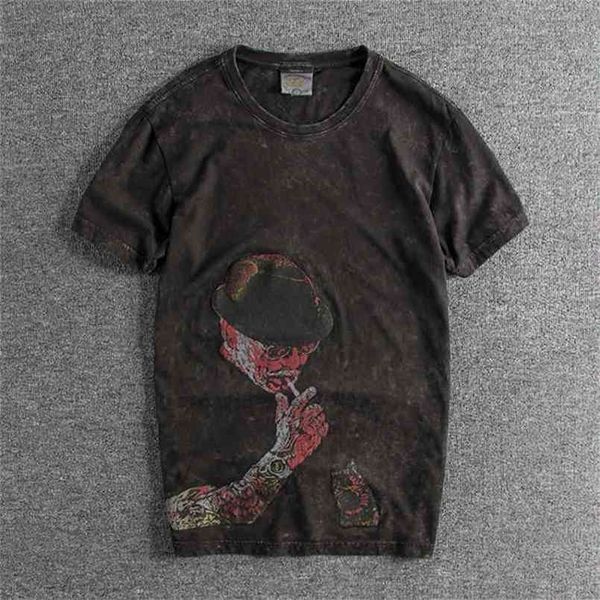 

men summer fashion vintage style short sleeve round neck cotton t-shirt male smoking printed casual chic pullover simple tee 210716, White;black