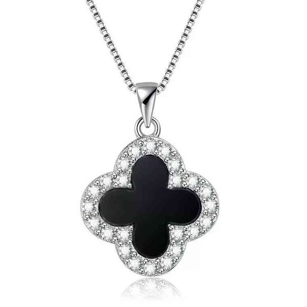

simple lucky grass pendant net red small fresh clavicle chain mori japanese and korean temperament female personality clover necklace, Silver