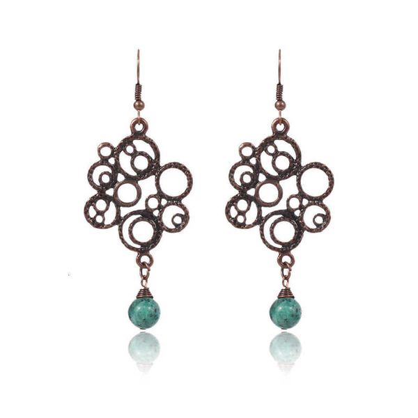 

earring hand made exaggerated temperament texture natural pine stone geometric long earring's earrings, Golden