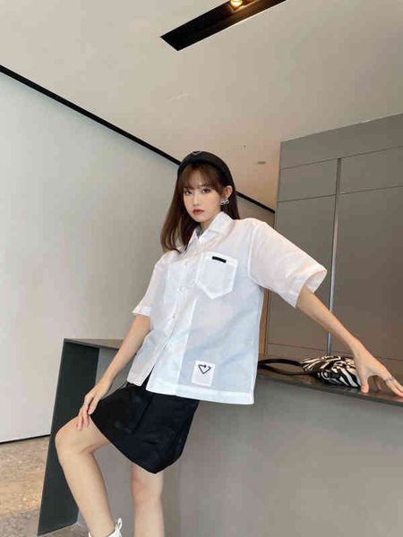 

seller women 20ss blouse street casual shirt imported material comfortable oversize long sleeve arm stitching label shirts, White