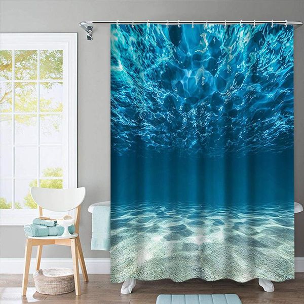 

shower curtains blue ocean seabed waterproof bathroom curtain washable bath polyester fabric 3d
