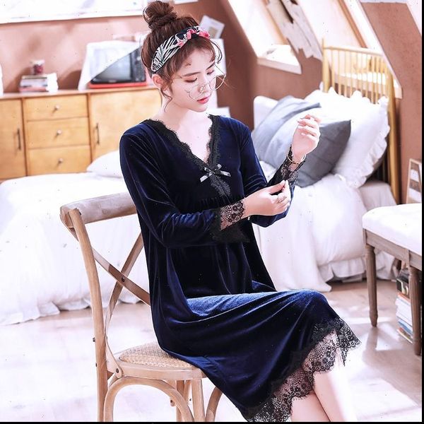 

home dressing gown nightdress women sleepwear velvet homewear casual short autumn nightwear vlour lace, Black;red