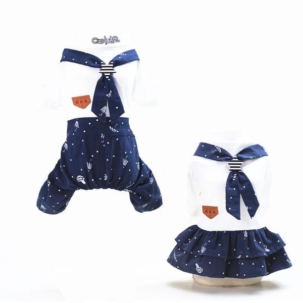 

dog apparel est puppy pet dress jumpsuit for teddy dogs navy clothes supplies