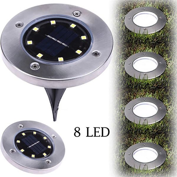 

outdoor 8leds solar ground led lamp ip65 waterproof landscape lawn stair underground buried light home garden decoration