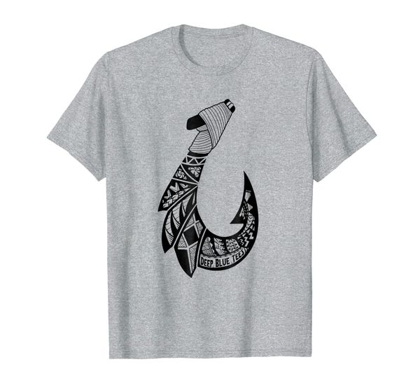 

tribal hawaiian hook fishing t-shirt (black), White;black