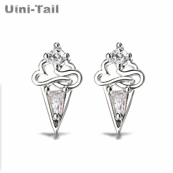 

stud uini-tail 925 sterling silver niche design cream micro earrings personality cute small fresh summer cone, Golden;silver