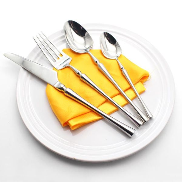 

4pcs/set metal stainless steel flatware set knife fork spoon cutlery silver dinner kit sets