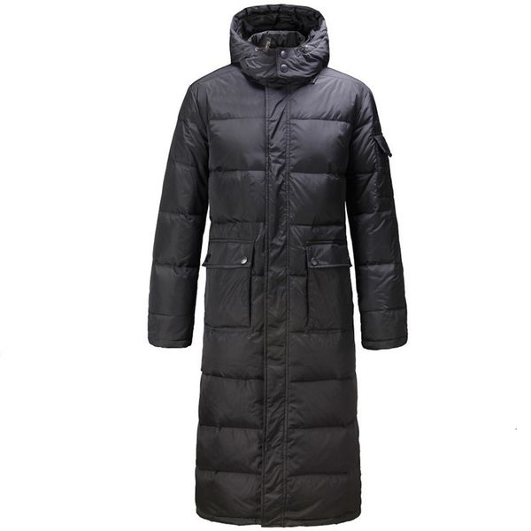 

downs new men's winter mid-length thick hooded warm casual black coat jacket