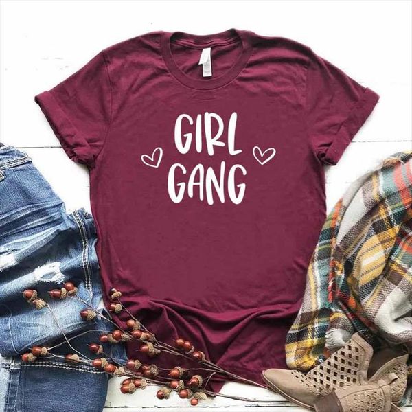 

girl gang heart print men t shirts and women cotton casual funny for tee drop ship s 756, White;black