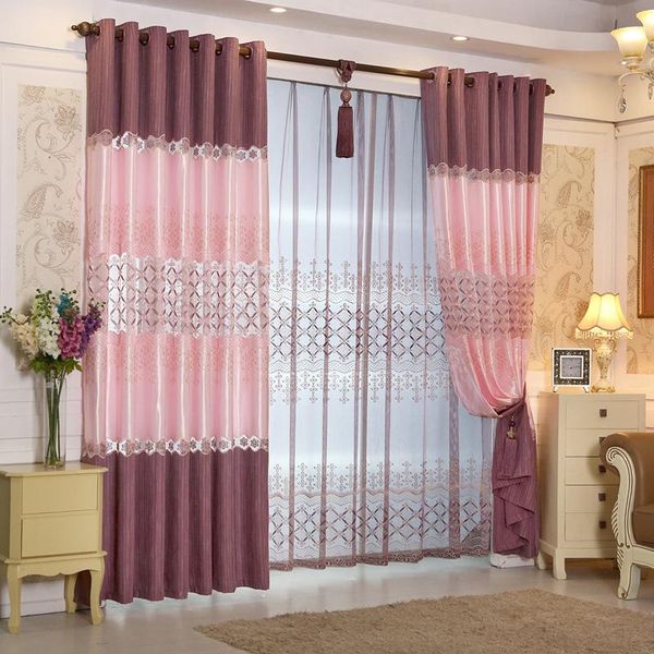 

curtain & drapes ready made window european luxury embroidered voile sheer purple/blue/brown/tulle curtains for livingroom