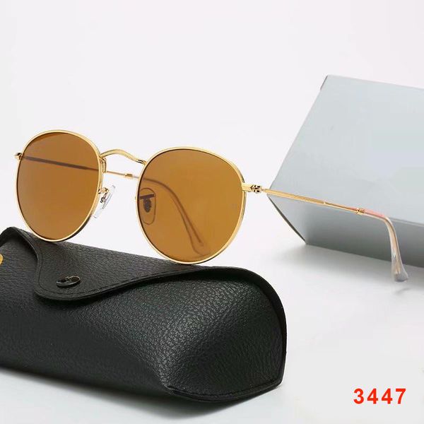 

luxury designer sunglasses classic round sunglass brand design uv400 eyewear metal gold frame sun glasses men women mirror 3447 eyeglass pol, White;black