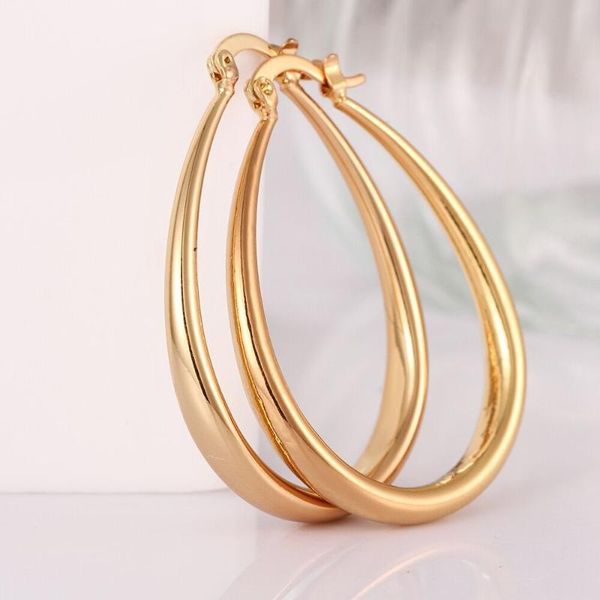 

hoop & huggie stainless steel trendy oval flattened earrings for women simple statement earring hoops minimalist jewelry girlfriend gifts, Golden;silver