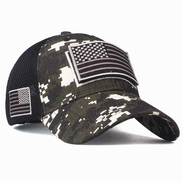 

quality camouflage baseball cap american flag cotton mesh men's, Blue;gray