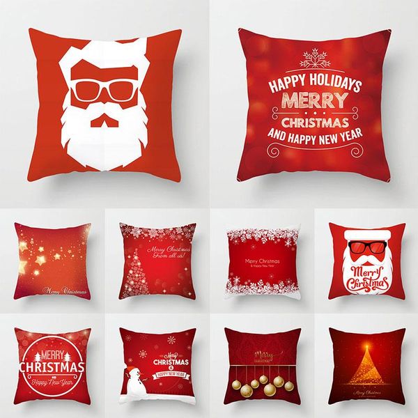 

cushion/decorative pillow christmas pattern printed red cases hidden zipper cushion covers for home party decoration supplies