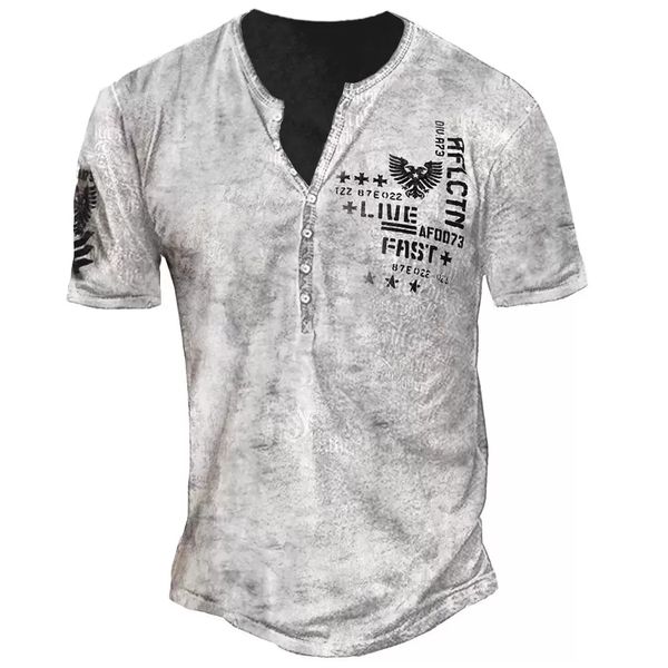 Chivalry Men's Button T-shirt Scollo a V da strada con maniche corte, romanzo alla moda, confortevole, di alta qualità