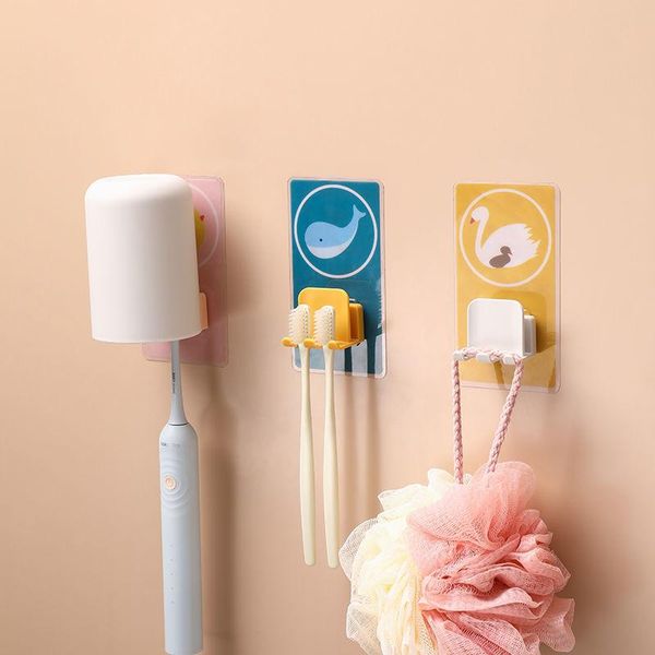 

hooks & rails toothbrush rinse cup shelf hanging rack bathroom non-perforated wall mounted