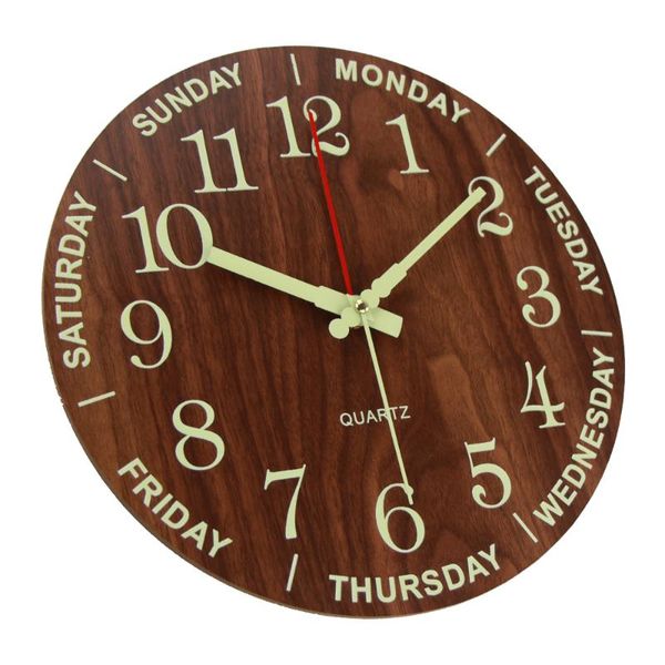 

wall clocks 2021 luminous clock modern night light art design large wooden 3d home decor watch quartz