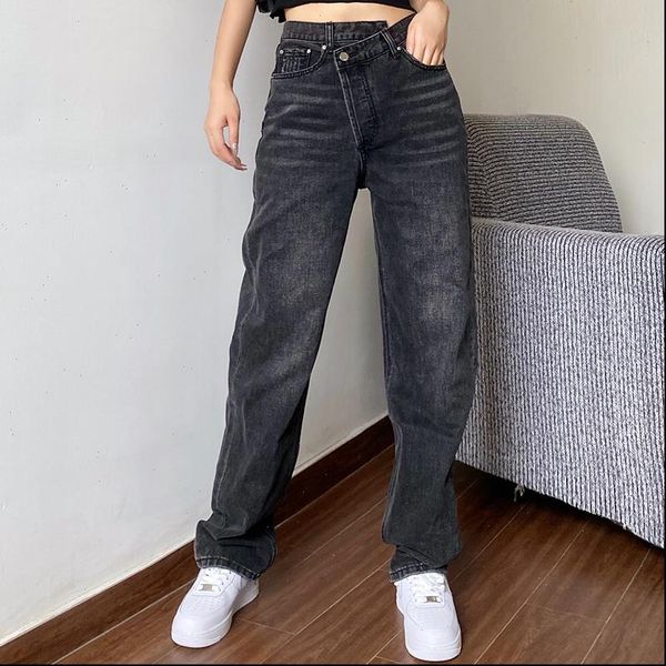

women jeans mom womens baggay high waist straight pants black fashion casual loose undefined trousers, Blue