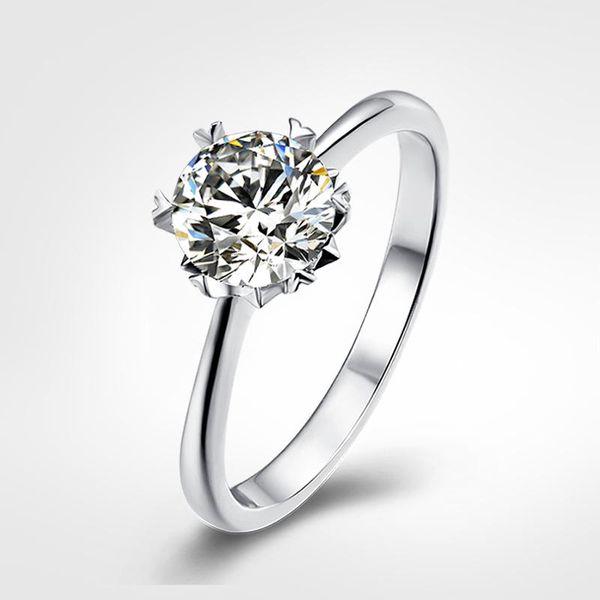 

cluster rings trendy 925 sterling silver moissanite ring snowflake smooth setting round brilliant cut proposal romantic design, Golden;silver