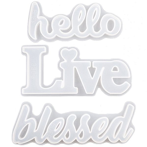 Silikonform „Hello Love Live Blessed“, Epoxidharzformen, DIY-Ornament für Zuhause, Büro, Hochzeitsdekoration