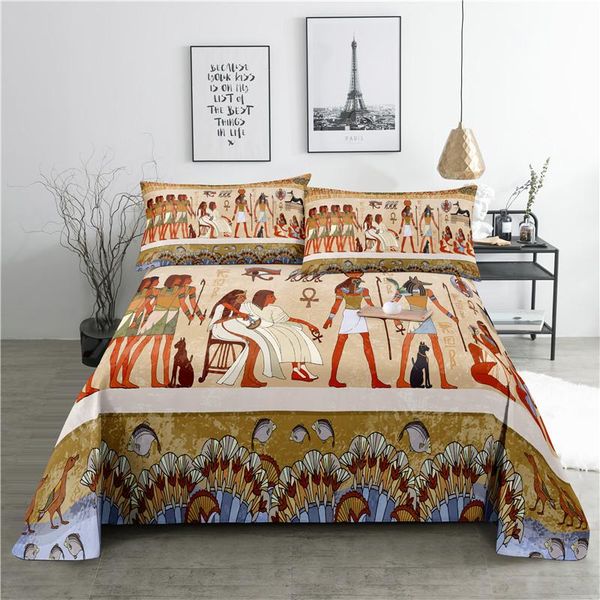 

sheets & sets retro culture 0.9/1.2/1.5/1.8/2.0m digital printing polyester bed flat sheet with case print bedding set